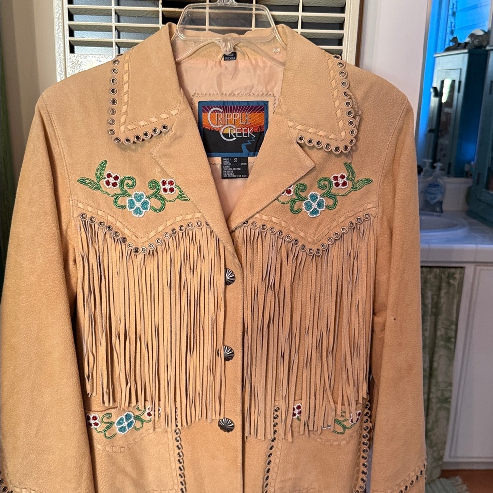 Tan suede Fringe Jacket